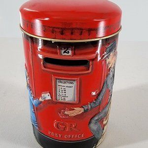 Vintage Churchill's Embossed Heritage of England Post Box Empty Tin Coin Bank